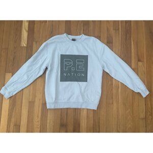 PE Nation Mens Cotton Graphic Pullover Crewneck Sweatshirt Purple Size XS